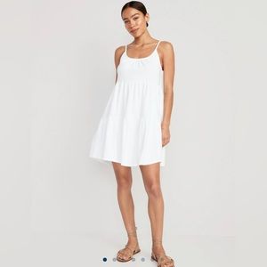 Braided-Strap Tiered Mini Swing Dress